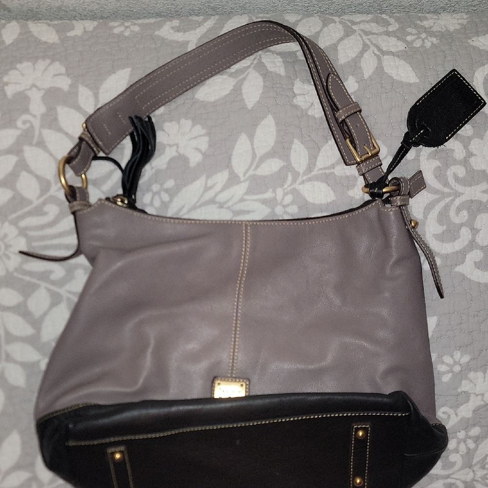 Dooney & Bourke Gray and Black Leather Shoulder Bag